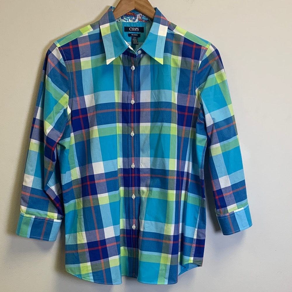 Chaps Multicolor Plaid Button Down Shirt